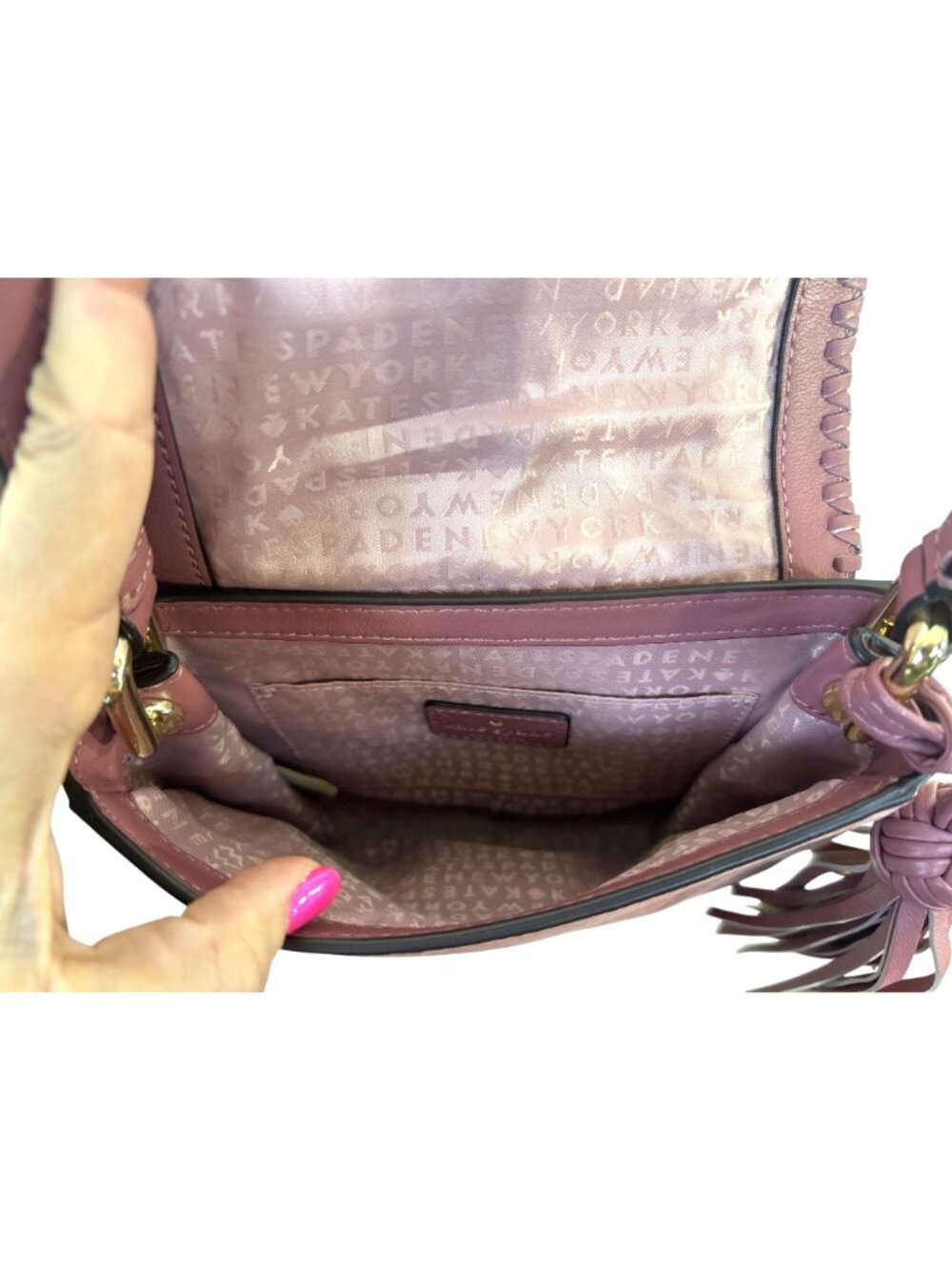 Kate Spade New York Adalise Somerton Crossbody Bag Pink Suede Leather Coquette - Picture 10 of 16